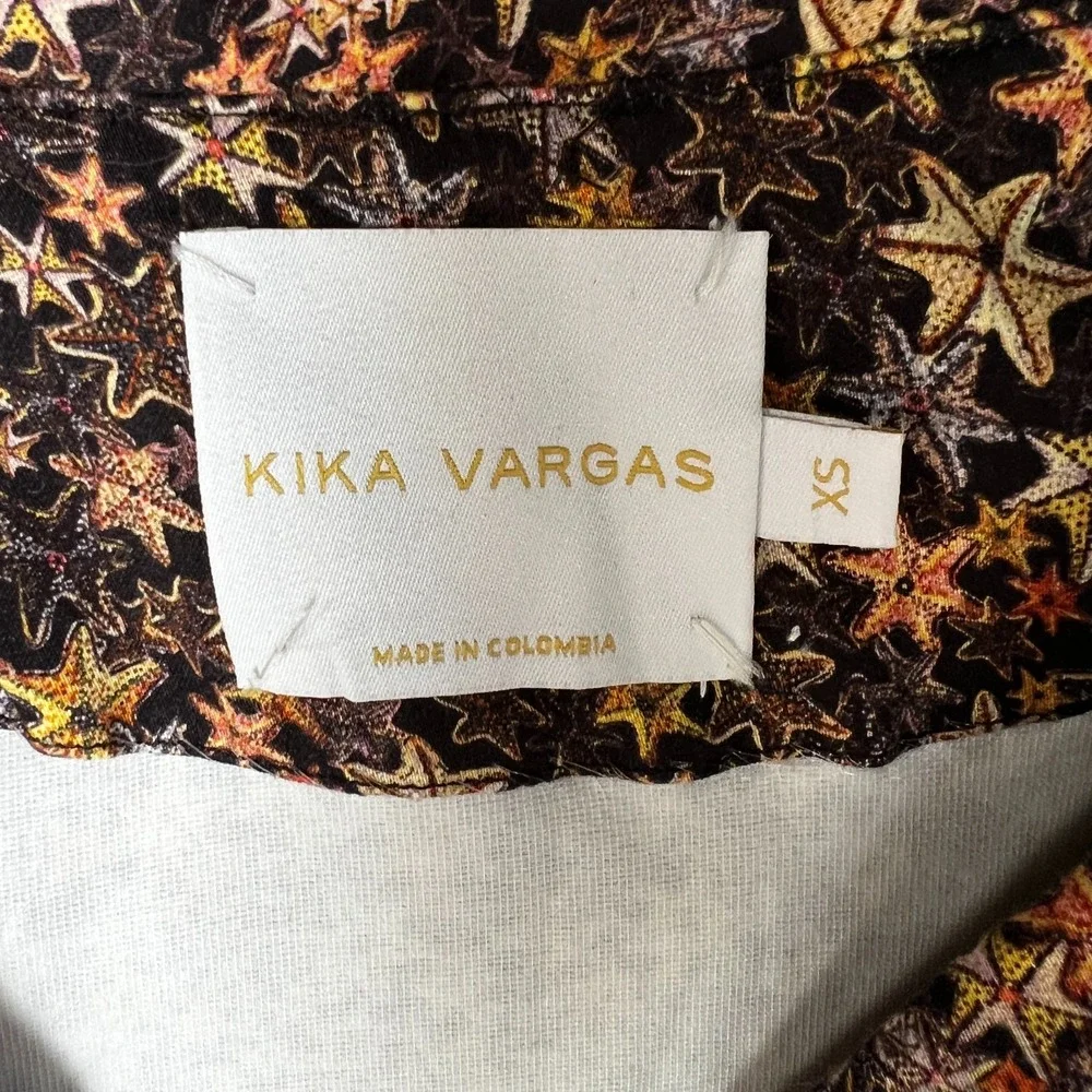 Kika Vargas Star Jacket Button Down Blouse Black‎ Cotton Blend Colombia Sz XS